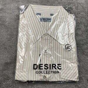 Desire Collection Long‎ Sleeve Dress Shirt Mens XL White Orange Stripes NWT